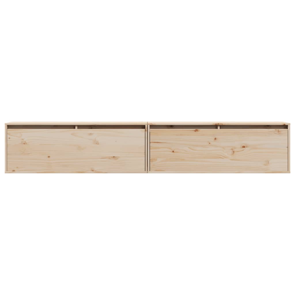 Armários de parede 2 pcs 100x30x35 cm pinho maciço cinza