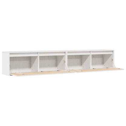 Armários de parede 2 pcs 100x30x35 cm pinho maciço branco