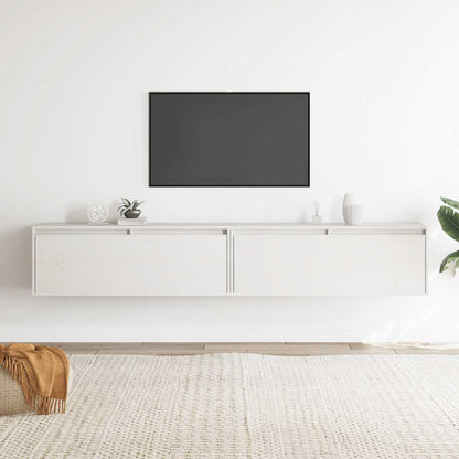 Armários de parede 2 pcs 100x30x35 cm pinho maciço branco