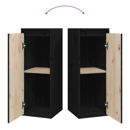 Armários de parede 2 pcs 30x30x80 cm pinho maciço preto