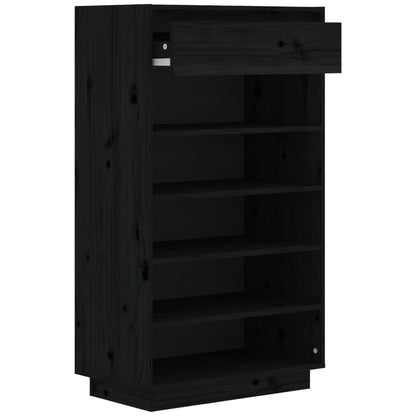 Sapateira 60x34x105 cm madeira de pinho maciça preto