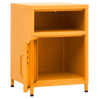 Mesas de cabeceira 2 pcs 35x35x51 cm aço amarelo mostarda