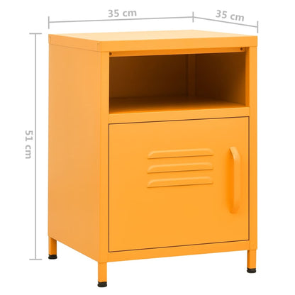 Mesas de cabeceira 2 pcs 35x35x51 cm aço amarelo mostarda