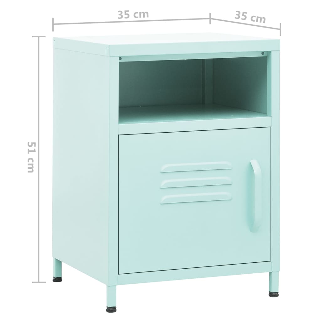 Mesas de cabeceira 2 pcs 35x35x51 cm aço cor menta