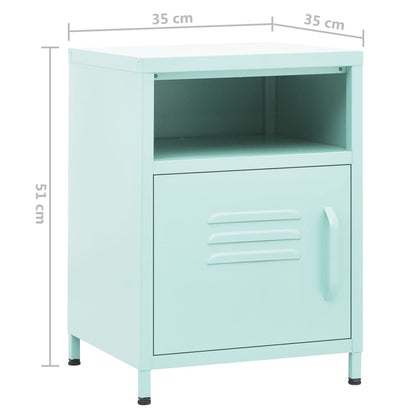 Mesas de cabeceira 2 pcs 35x35x51 cm aço cor menta