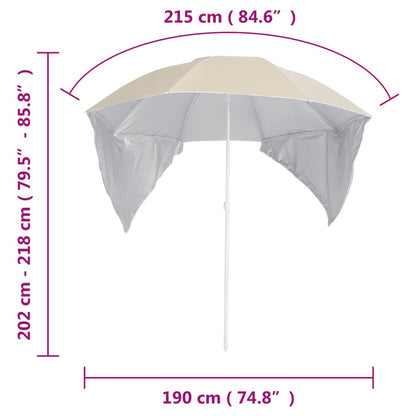 Guarda-sol de praia com paredes laterais 215 cm cor areia