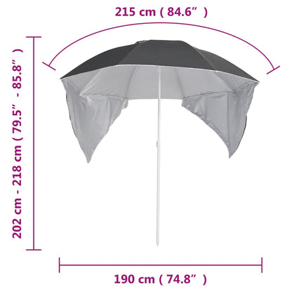 Guarda-sol de praia com paredes laterais 215 cm antracite