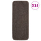 Tapetes antiderrapantes retang. escadas 15pcs 60x25 cm castanho