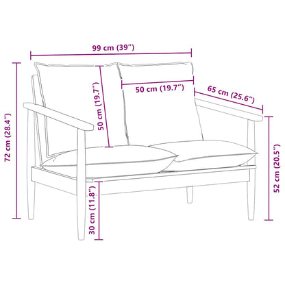 Sofá de 2 lugares couro genuíno e acácia maciça preto
