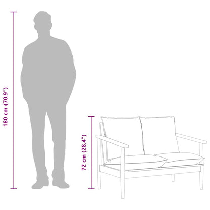 Sofá de 2 lugares couro genuíno e acácia maciça preto