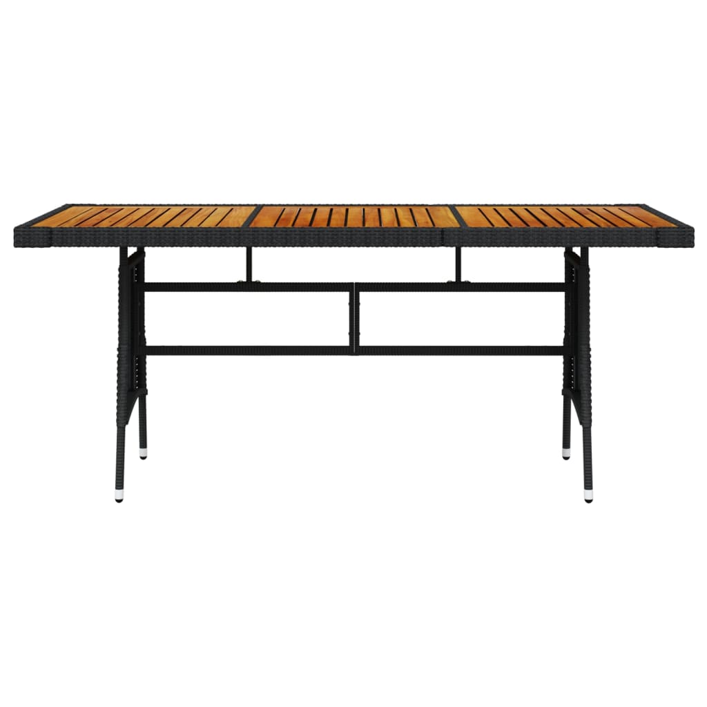 Mesa de jardim 160x70x72 cm vime PE e acácia maciça preto