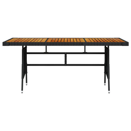 Mesa de jardim 160x70x72 cm vime PE e acácia maciça preto