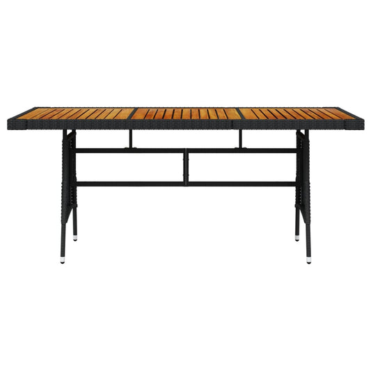 Mesa de jardim 160x70x72 cm vime PE e acácia maciça preto