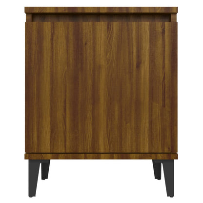 Mesa de cabeceira c/pernas em metal carvalho castanho