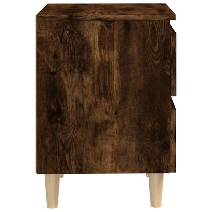 Mesa de cabeceira pernas madeira maciça carvalho fumado