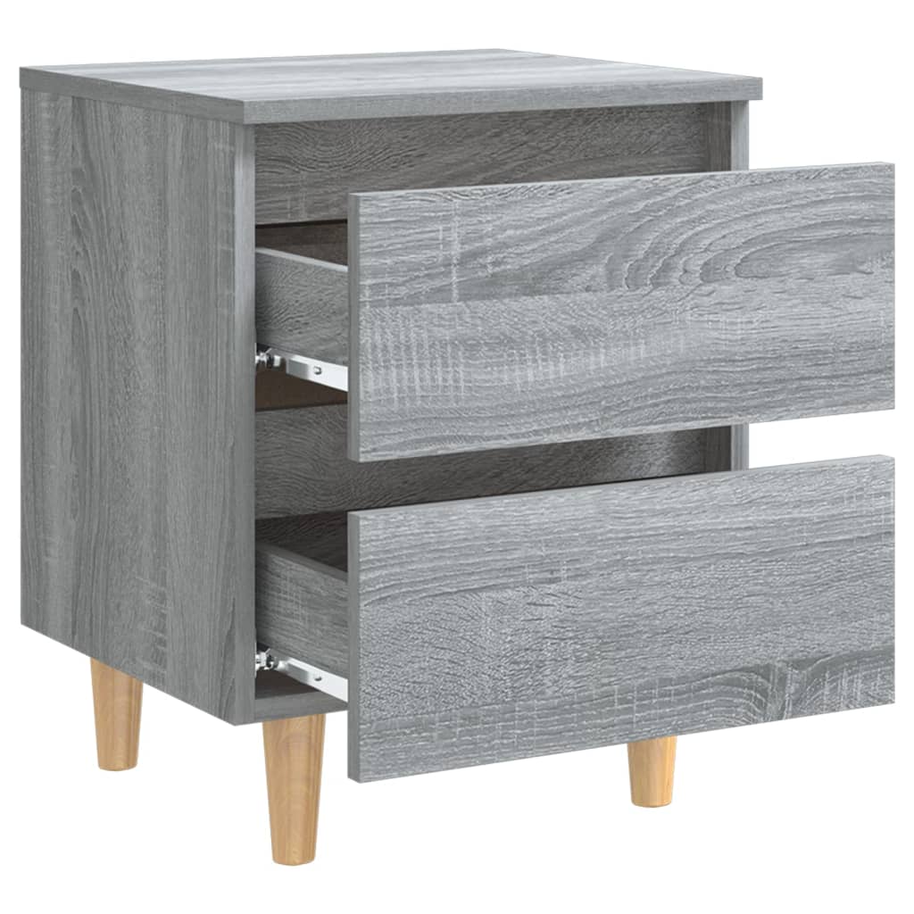 Mesas cabeceira c/ pernas madeira 2pcs 40x35x50 cm sonoma cinza