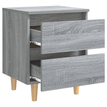 Mesas cabeceira c/ pernas madeira 2pcs 40x35x50 cm sonoma cinza