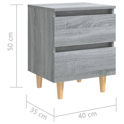 Mesas cabeceira c/ pernas madeira 2pcs 40x35x50 cm sonoma cinza