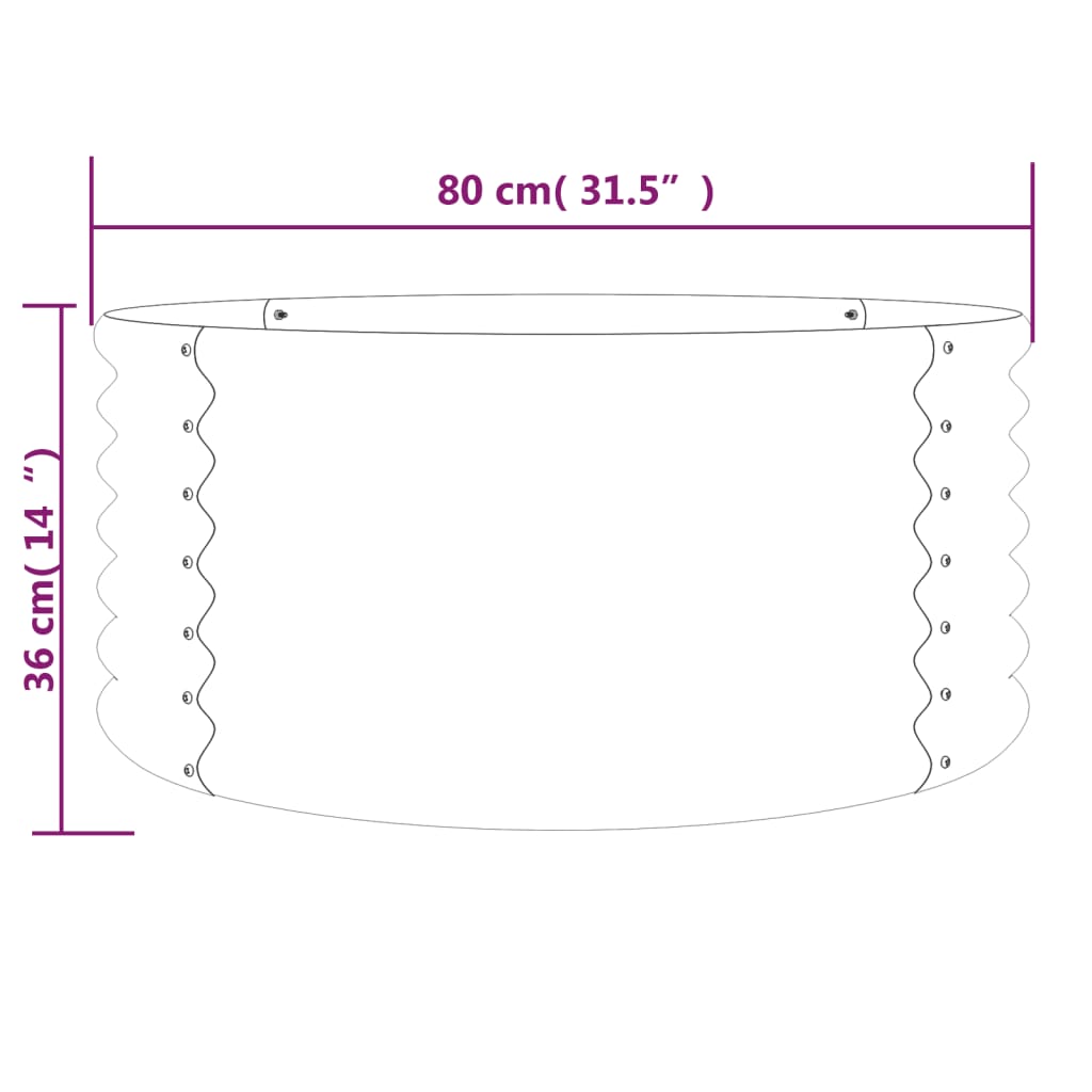 Vaso/floreira de jardim aço galvanizado 80x80x36 cm verde