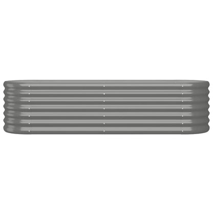 Canteiro elevado jardim 152x40x36cm aço galvanizado cinzento
