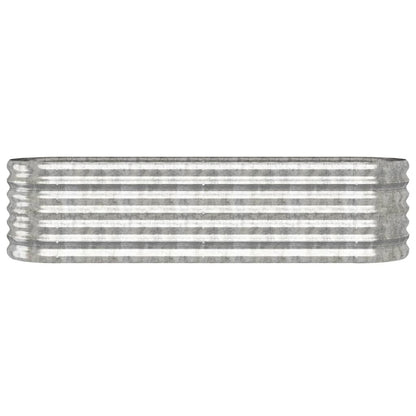 Canteiro elevado jardim 152x40x36cm aço galvanizado prateado