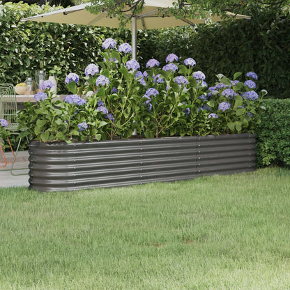 Canteiro elevado jardim 224x40x36cm aço galvanizado cinzento