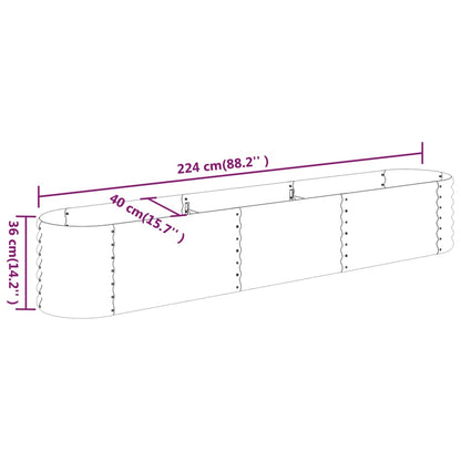 Canteiro elevado jardim 224x40x36cm aço galvanizado prateado