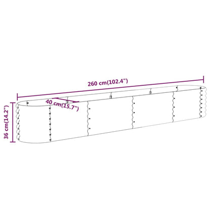 Canteiro elevado jardim 260x40x36cm aço galvanizado cinzento