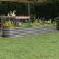 Canteiro elevado jardim 260x40x36cm aço galvanizado cinzento