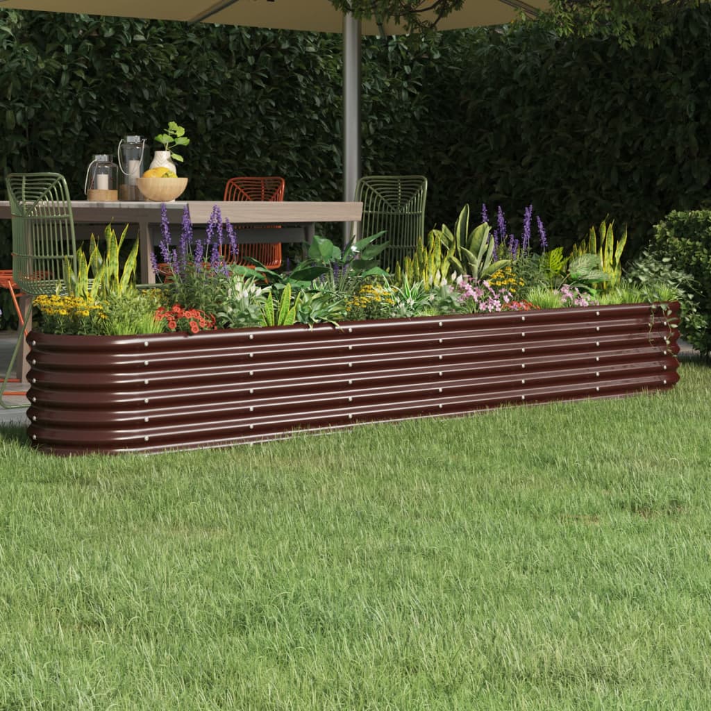 Canteiro elevado jardim 260x40x36cm aço galvanizado castanho