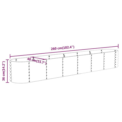 Canteiro elevado jardim 260x40x36 aço galvanizado antracite