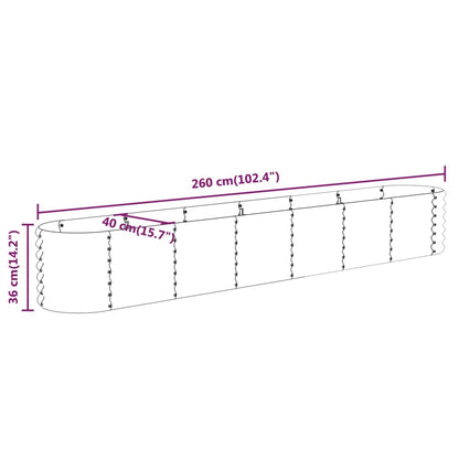 Canteiro elevado jardim 260x40x36cm aço galvanizado prateado