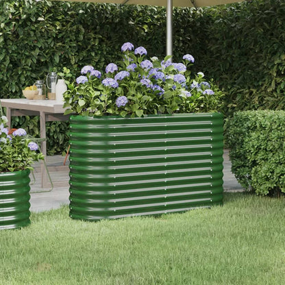 Canteiro elevado jardim 114x40x68 cm aço galvanizado verde