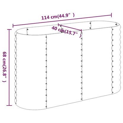 Canteiro elevado jardim 114x40x68 aço galvanizado antracite
