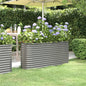 Canteiro elevado jardim 152x40x68cm aço galvanizado cinzento