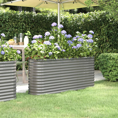 Canteiro elevado jardim 152x40x68cm aço galvanizado cinzento