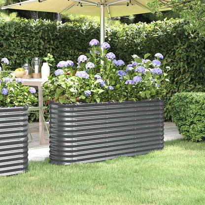 Canteiro elevado jardim 152x40x68 aço galvanizado antracite