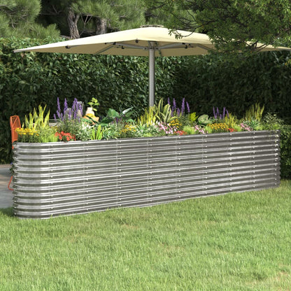 Canteiro elevado jardim 332x40x68cm aço galvanizado prateado