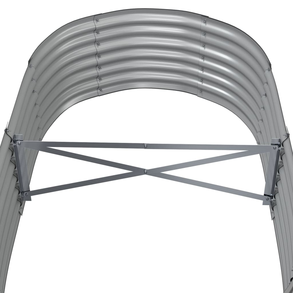 Canteiro elevado jardim 152x80x36cm aço galvanizado cinzento