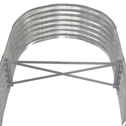 Canteiro elevado jardim 152x80x36cm aço galvanizado prateado