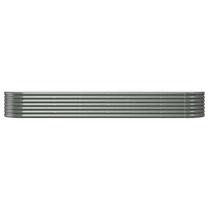 Canteiro elevado jardim 296x80x36cm aço galvanizado cinzento