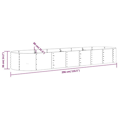 Canteiro elevado jardim 296x80x36cm aço galvanizado prateado
