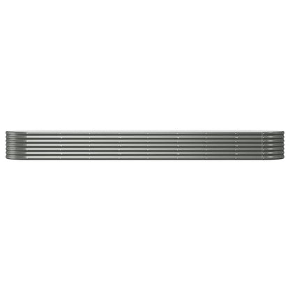 Canteiro elevado jardim 368x80x36cm aço galvanizado cinzento