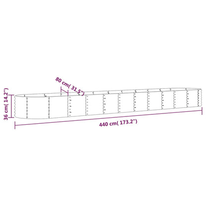 Canteiro elevado jardim 440x80x36cm aço galvanizado castanho