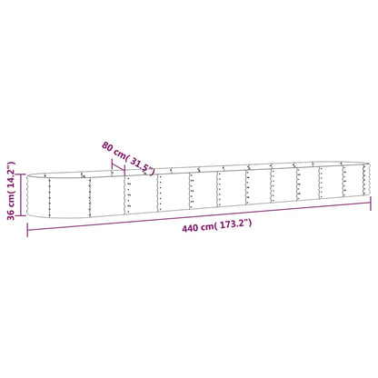 Canteiro elevado jardim 440x80x36cm aço galvanizado prateado