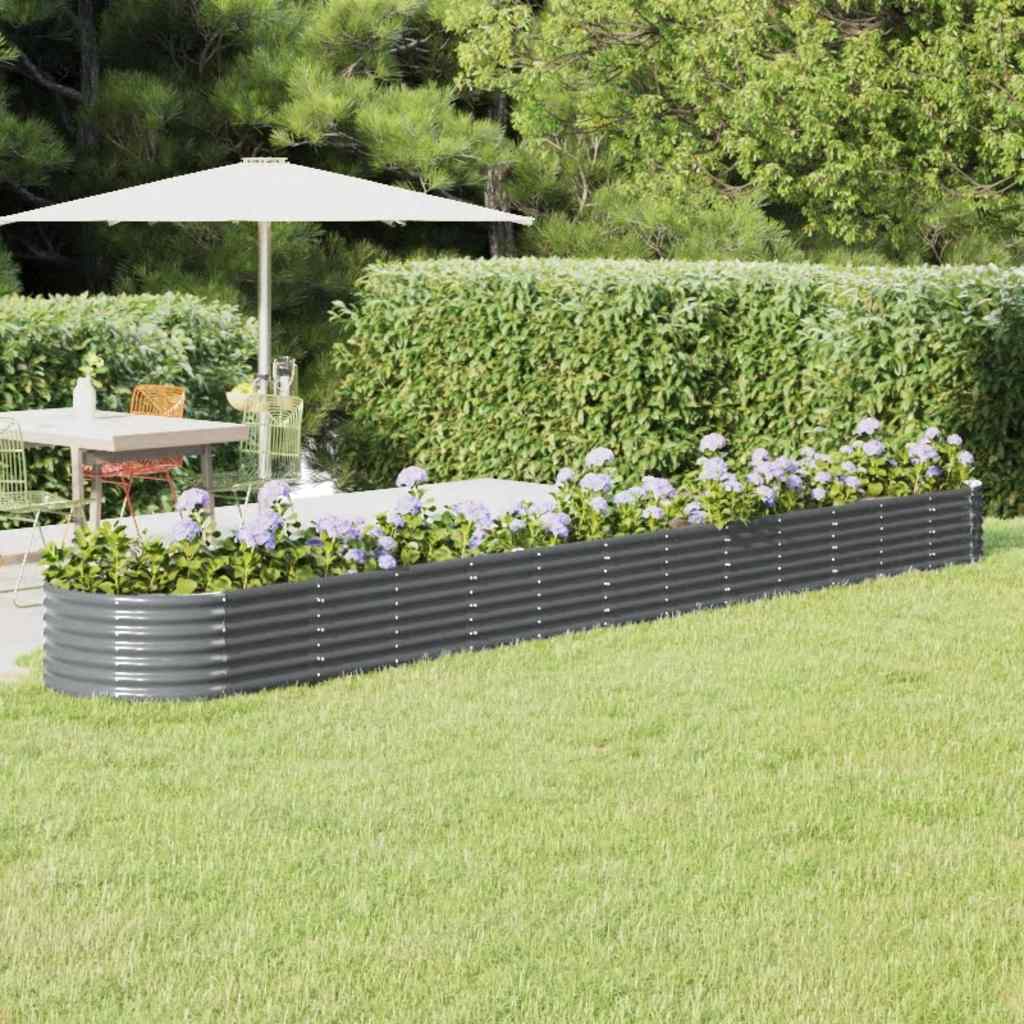 Canteiro elevado jardim 512x80x36 aço galvanizado antracite