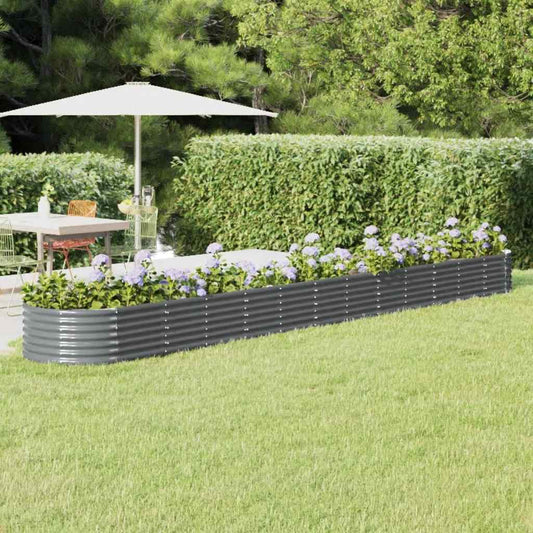 Canteiro elevado jardim 512x80x36 aço galvanizado antracite