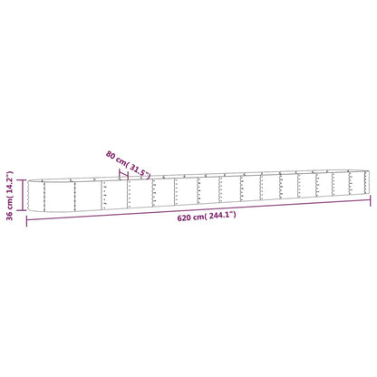 Canteiro elevado jardim 620x80x36 cm aço galvanizado verde