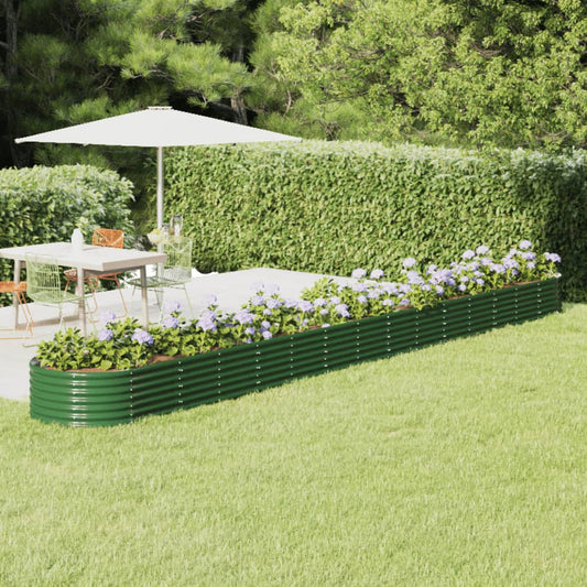 Canteiro elevado jardim 620x80x36 cm aço galvanizado verde