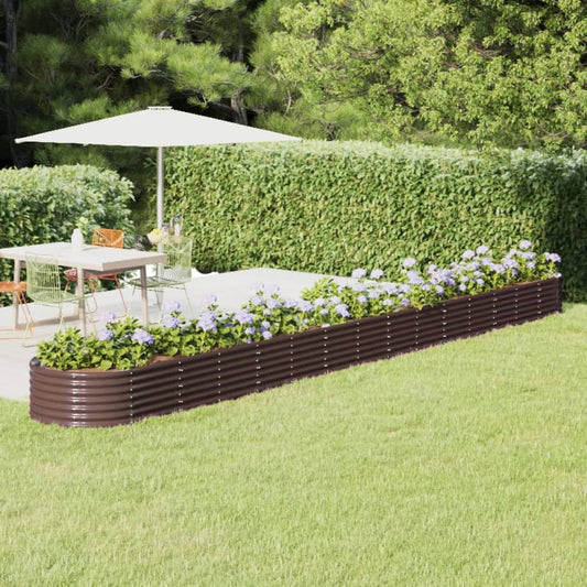 Canteiro elevado jardim 620x80x36cm aço galvanizado castanho